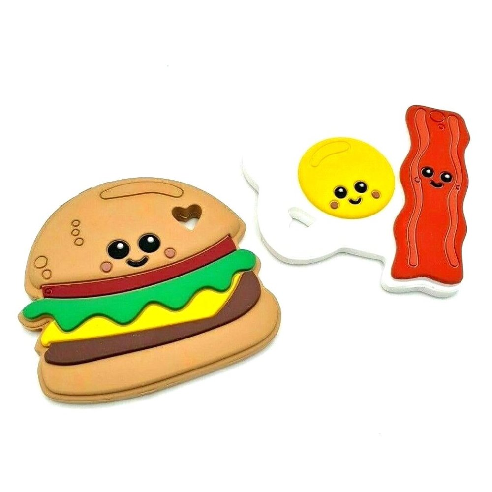 Baby Teether Toy Hamburger, Egg And Bacon
